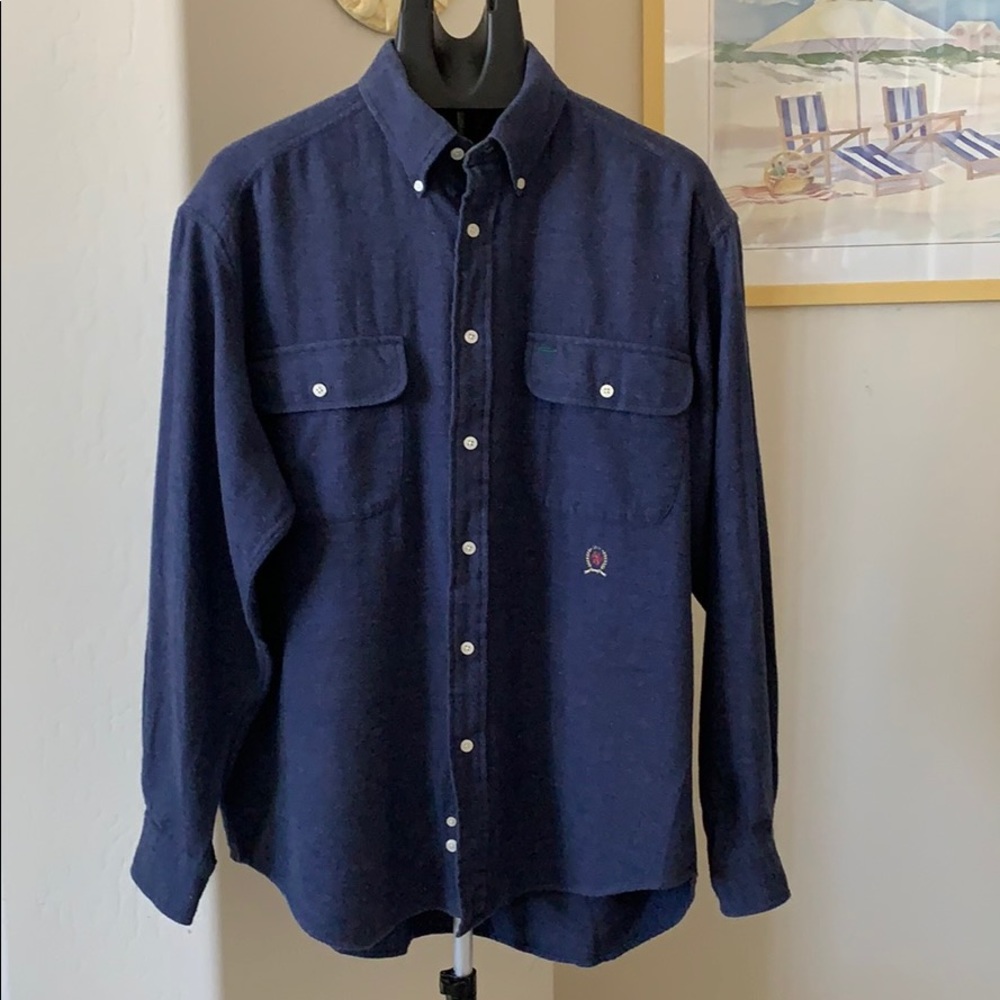 Vintage Tommy Hilfiger Dark Denim Blue Flannel L